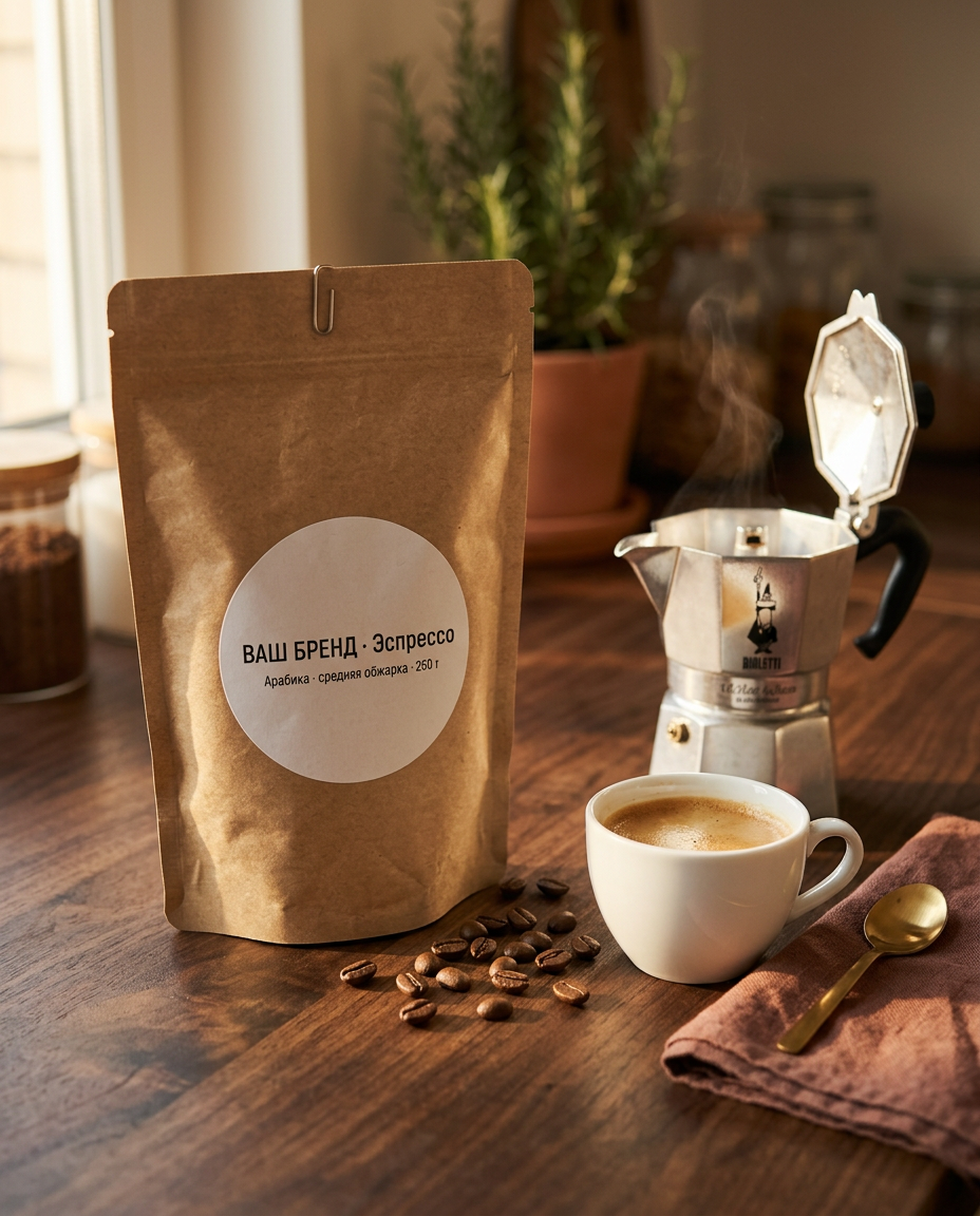 Лайфстайл — утро, эспрессо и мока на деревянной столешнице